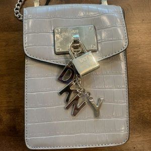 NWT DKNY Elissa North South Crossbody Grey Leather Handbag